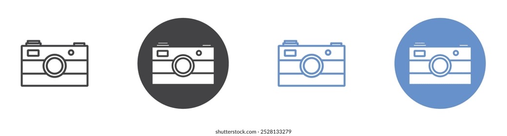 Icono de la cámara Arte plano en blanco y negro aislado