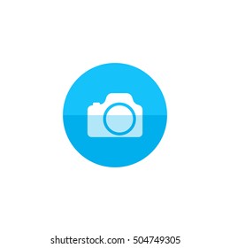 Camera icon in flat color circle style. Photography picture electronic imaging