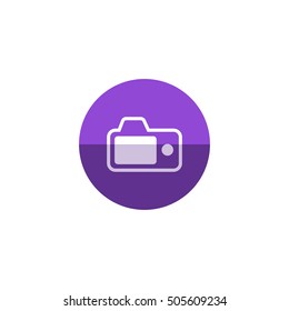 Camera icon in flat color circle style. Digital photography snapshot