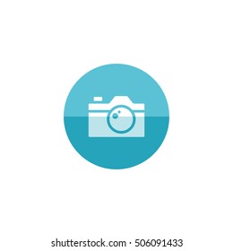 Camera icon in flat color circle style. Photography electronic imaging