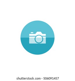 Camera icon in flat color circle style. Photography electronic imaging