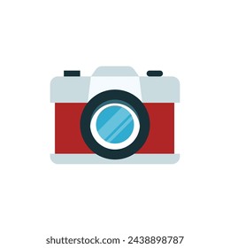 Camera icon in flat color style. Photo camera vector illustration on a white isolated background. Camera business concept.
