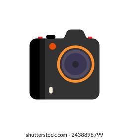 Camera icon in flat color style. Photo camera symbol for web clip art illustration.