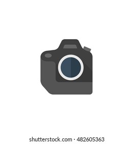Camera icon in flat color style. Photography picture electronic imaging digital SLR reflex
