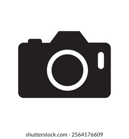 Camera icon flat design. DSLR camera icon. Photo, snapshot, capture, photograph, shutter. Camera icon isolated. Vector illustration.