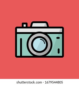 Camera icon with flat design style. Vector illustration