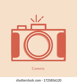 Camera icon. Flat design style in pink color