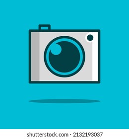 Camera icon flat design vector. Colorful logo with soft background. Abstract graphic illustration.