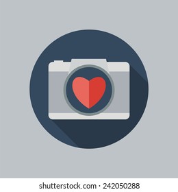 Camera icon. Flat design. Vector. 