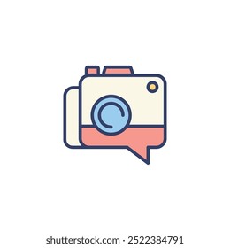 Ícone Câmera. Ilustração plana do ícone de vetor. Símbolo da câmera.