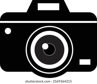 Camera icon . flat illustration of vector icon on white background . camera vector with lens
