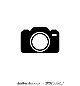 Camera icon. Flat illustration with camera icon for web design. Vector illustration image.