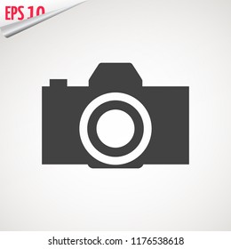 Camera icon, flat photo camera vector isolated. Modern simple snapshot photography sign. Instant Photo internet concept. Trendy symbol for website design, web button, mobile app. Logo illustration