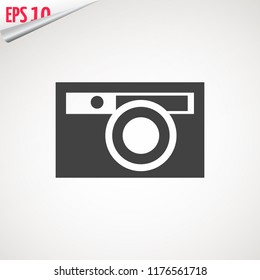 Camera icon, flat photo camera vector isolated. Modern simple snapshot photography sign. Instant Photo internet concept. Trendy symbol for website design, web button, mobile app. Logo illustration.