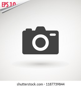 Camera icon, flat photo camera vector isolated. Modern simple snapshot photography sign. Instant Photo internet concept. Trendy symbol for website design, web button, mobile app. Logo illustration