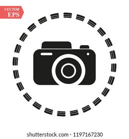 Camera icon, flat photo camera vector isolated. Modern simple snapshot photography sign. Instant Photo internet concept. Trendy symbol for website design, web button, mobile app. Logo illustration eps