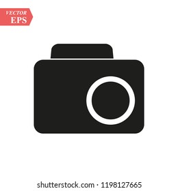 Camera icon, flat photo camera vector isolated. Modern simple snapshot photography sign. Instant Photo internet concept. Trendy symbol for website design, web button, mobile app. Logo illustration