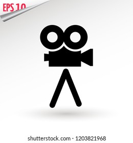 Camera icon, flat photo camera vector isolated. 