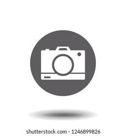 Camera icon, flat photo camera vector isolated. Modern simple snapshot photography sign. Instant Photo internet concept. Trendy symbol for website design, web button, mobile app. Logo illustration
