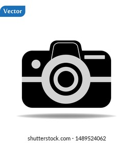 Camera icon, flat photo camera vector isolated. Modern simple snapshot photography sign. Instant Photo internet concept. Trendy symbol for website design, web button, mobile app. Logo illustration