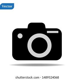 Camera icon, flat photo camera vector isolated. Modern simple snapshot photography sign. Instant Photo internet concept. Trendy symbol for website design, web button, mobile app. Logo illustration