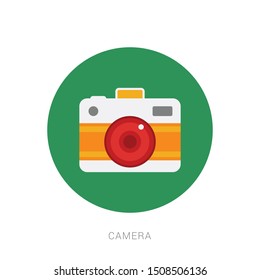 Camera icon, flat photo camera vector isolated