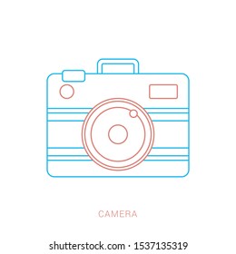 Camera icon, flat photo camera vector isolated