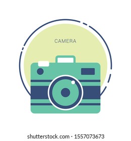Camera icon, flat photo camera vector isolated