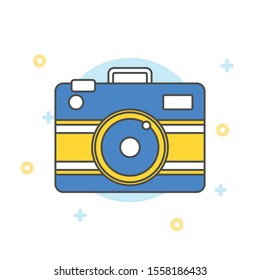 Camera icon, flat photo camera vector isolated