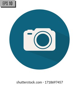 Camera icon, flat photo vector isolated. Modern simple snapshot photography sign. Instant trendy symbol for web site design, mobile app. Logo illustration.