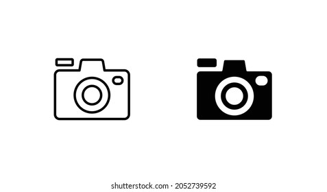 Camera icon, flat photo camera vector Editable stroke isolated. Modern simple snapshot photography sign. Instant Photo internet icons. Trendy symbol for website design, web button, mobile app. Logo il