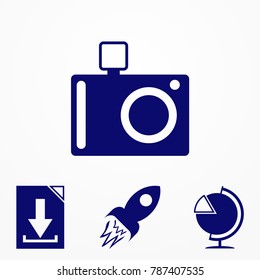Camera icon, flat photo vector isolated. Logo illustration