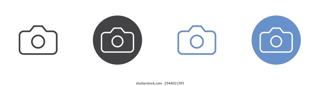 Camera icon Flat set in black and white color