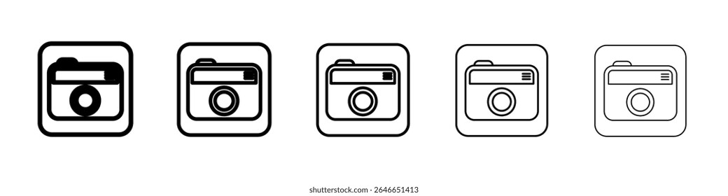 Camera icon flat simple outline logo