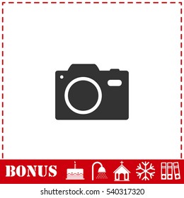 Camera icon flat. Simple vector symbol and bonus icon