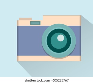 Camera icon in flat style with dropping shadow 