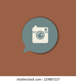 Camera icon in flat style. Hipster photo camera icon. Vector illustration.
