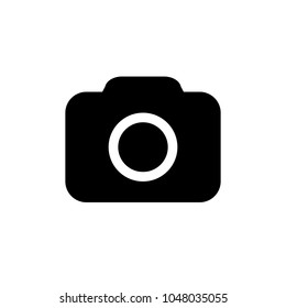 Camera Icon in flat style isolated on white background. Simple abstract camera symbol in black. Vector illustration for graphic design, logo, Web, UI, mobile upp