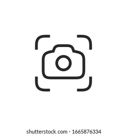 Camera Icon in flat style isolated on white background. Scanning camera glyph