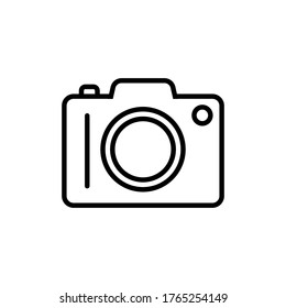 Camera icon in flat style isolated on white background. Simple abstract camera symbol in black. Vector illustration for graphic design, logo, Web, UI, mobile app