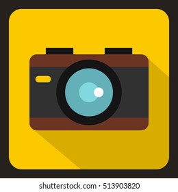 Camera icon in flat style with long shadow. Device symbol vector illustration
