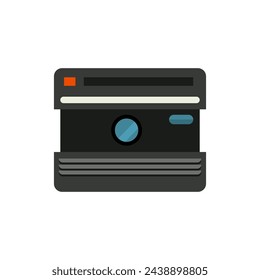 Camera icon in flat style on a white background vector illustration for design. Old styled camera.