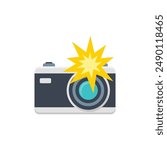 Camera icon in flat style. Photography vector illustration on isolated background. Photo sign business concept.