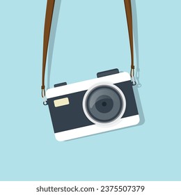 Camera icon in flat style. Photography vector illustration on isolated background. Photo sign business concept.