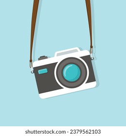 Camera icon in flat style. Photography vector illustration on isolated background. Photo sign business concept.