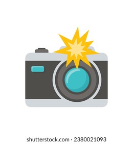 Camera icon in flat style. Photography vector illustration on isolated background. Photo sign business concept.