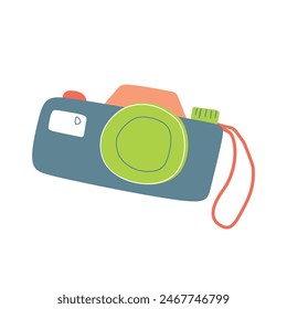 Camera icon in Flat style. Photography concept Vector illustration on isolated White background. Cartoon Color Photo sign business Design Art, Vacation, Travel Graphic Object for Logo, Card, Sticker