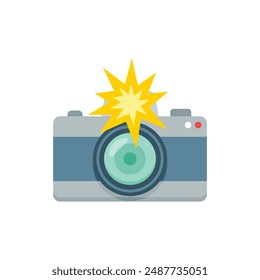 Camera icon in flat style. Photography vector illustration on isolated background. Photo sign business concept.