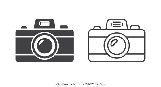 Camera icon in flat style. Photography vector illustration on isolated background. Photo sign business concept.
