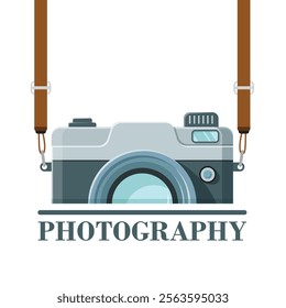 Camera icon in flat style. Photography vector illustration on isolated background. Photo sign business concept.